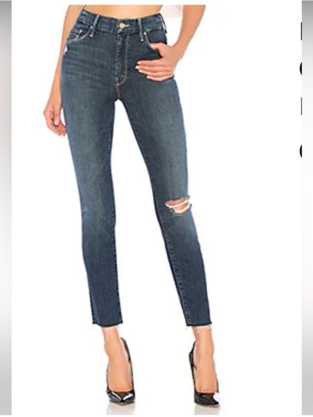 MOTHER High Waisted
Looker Ankle Fray in Close To The Edge